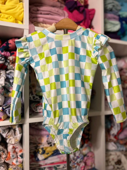 LS One Piece Ruffle Sleeve Swim